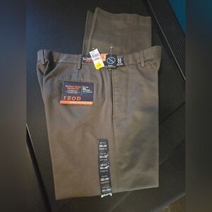 Izod Men's Modern Chino Pants in Olive, Straight Leg 32x32